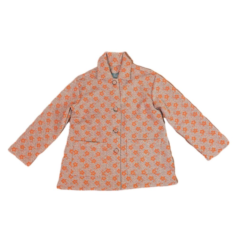 Vintage 60s Mod Floral Jacket Women’s Small? Button Front Retro Shacket Coat